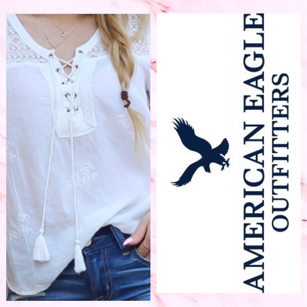🌸SALE🌸American Eagle White Lace Up Shirt